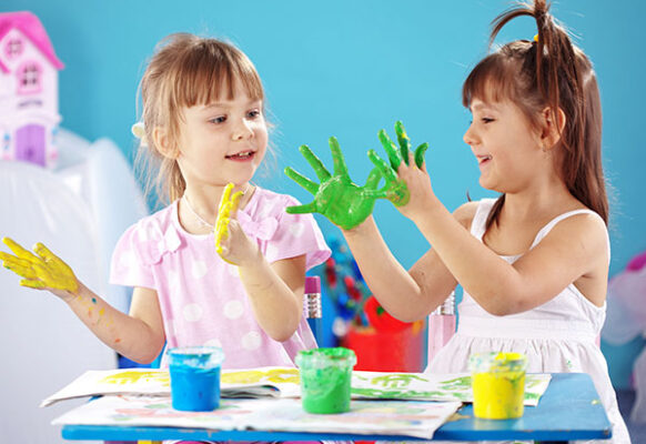 Children drawing in the nursery